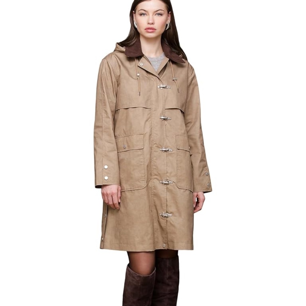 Avec Les Filles Heritage Hooded Raincoat Heritage Large Toggles Corduroy NWT
